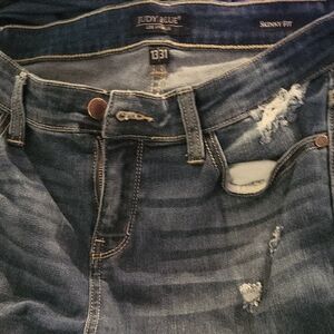 Judy Blue Skinny Blue Jeans with Distressed Details EC